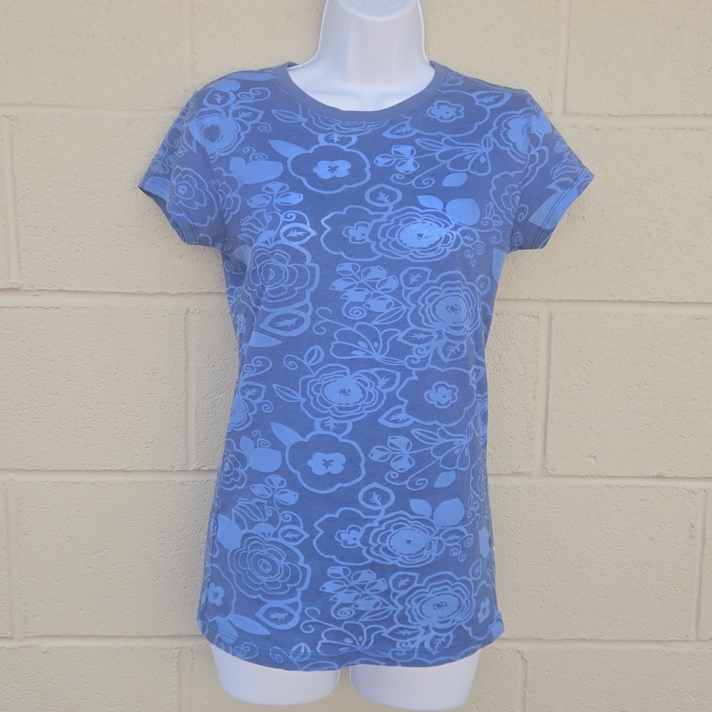 Floral Blue Short Sleeve Top